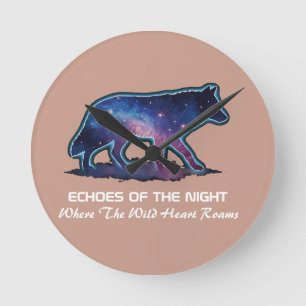 Einsame Galaxie-Wolf-Silhouette - Echos (KEINE ZAH Runde Wanduhr