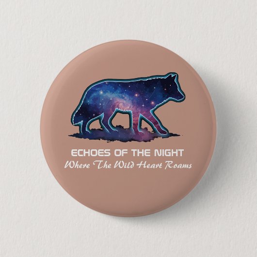 Einsame Galaxie-Wolf-Silhouette (Nacht-Echos) Button (Vorderseite)