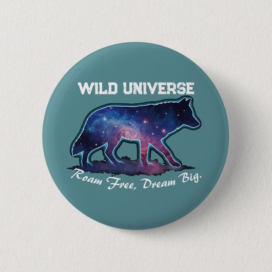Einsame Galaxie-Wolf-Silhouette (wilde Universum) Button (Vorderseite)
