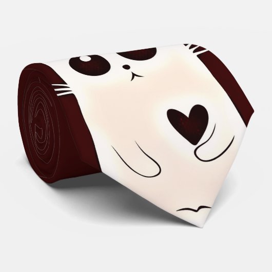 Einsame Herz-Katze Krawatte (Gerollt)