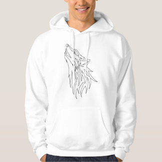 Einsame Heulende Wolf-Linienkunst - Edle Minimalis Hoodie