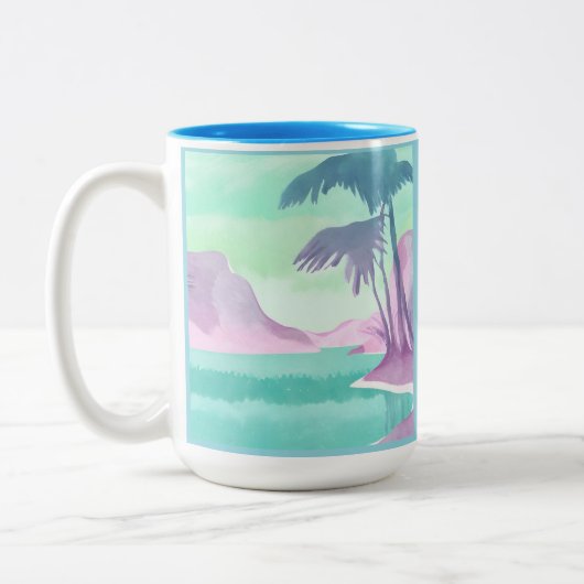 Einsame Lagune in Pastellfarben Zwei-Tone-Tasse Zweifarbige Tasse (Links)