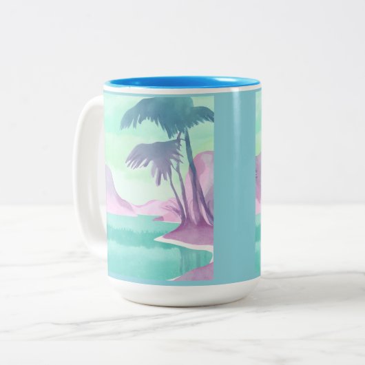 Einsame Lagune in Pastellfarben Zwei-Tone-Tasse Zweifarbige Tasse (Vorderseite Links)