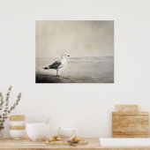 Einsame Möwe am Strand Poster (Küche)