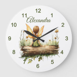 Einsame Mutter sitzt auf einem Log Große Wanduhr