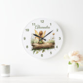 Einsame Mutter sitzt auf einem Log Große Wanduhr (Zuhause)