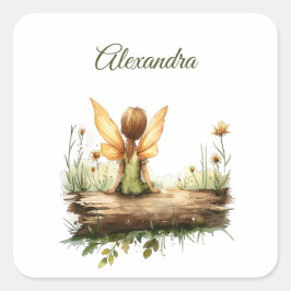 Einsame Mutter sitzt auf einem Log Quadratischer Aufkleber