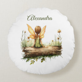 Einsame Mutter sitzt auf einem Log Rundes Kissen