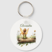 Einsame Mutter sitzt auf einem Log Schlüsselanhänger (Vorderseite)