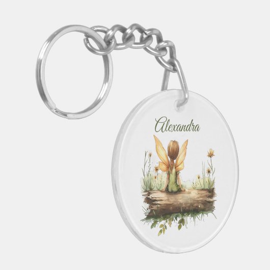 Einsame Mutter sitzt auf einem Log Schlüsselanhänger (Vorderseite links)