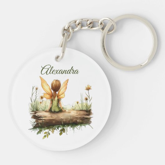 Einsame Mutter sitzt auf einem Log Schlüsselanhänger (Rückseite)