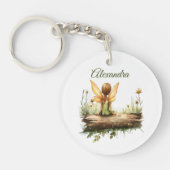 Einsame Mutter sitzt auf einem Log Schlüsselanhänger (Vorderseite)