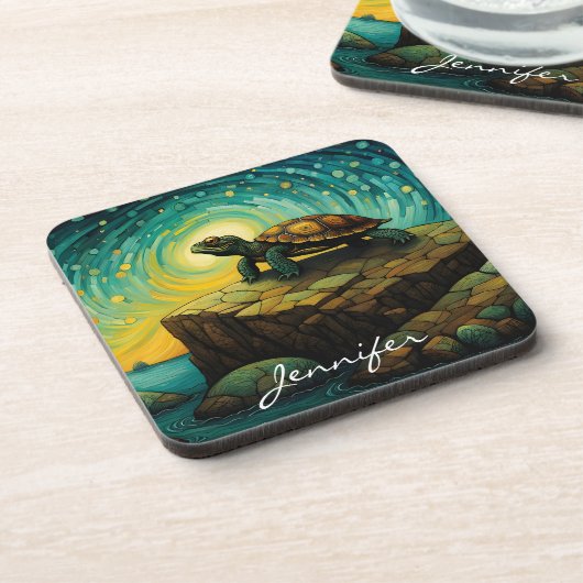 Einsame Schildkrötendenken Getränkeuntersetzer (Linke Seite)