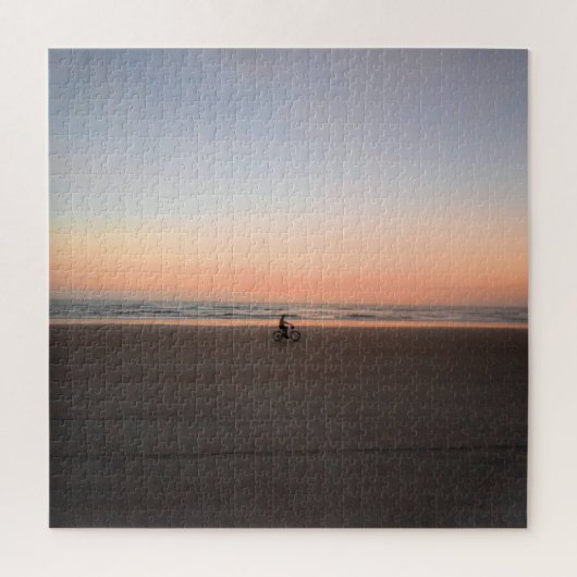 Einsame Sonnenaufgang Radtour am Strand - 20x20 Puzzle (Vertikal)