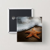 Einsame Starfish auf dem Strand Button (Vorne & Hinten)