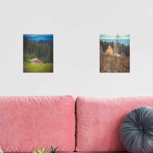 Einsame Waldhütten unter den Bergen Bilderwand Sets (Wohnzimmer)