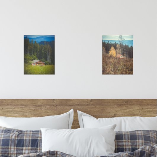Einsame Waldhütten unter den Bergen Bilderwand Sets (Schlafzimmer)
