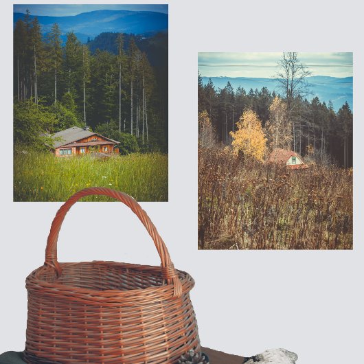 Einsame Waldhütten unter den Bergen Bilderwand Sets