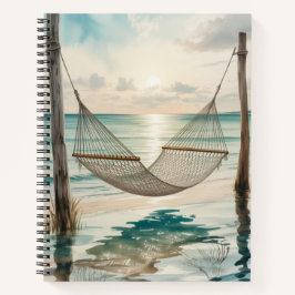 EINSAME WATERCOLOR-HÄNGEMATTE AM STRAND NOTIZBLOCK