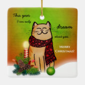 Einsame Weihnachten ohne süße Katze Keramikornament (Rückseite)