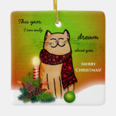 Einsame Weihnachten ohne süße Katze Keramikornament (Vorderseite)