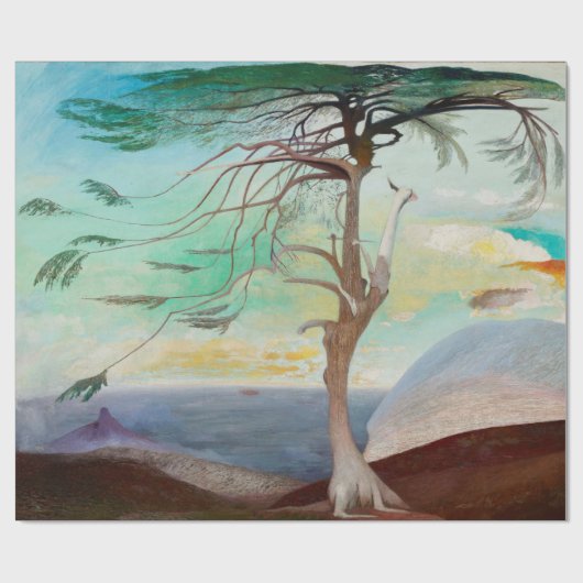 Einsame Zedernbaummalerei Geschenkpapier (Flach)