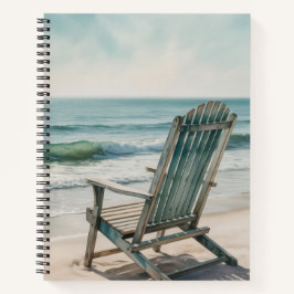 EINSAMER Aquarell-ADIRONDACK-STUHL AM STRAND Notizblock