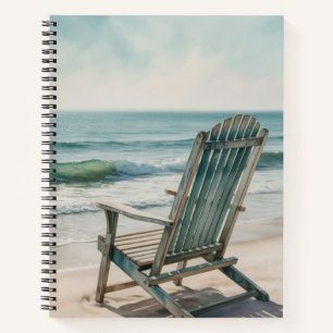 EINSAMER Aquarell-ADIRONDACK-STUHL AM STRAND Notizblock