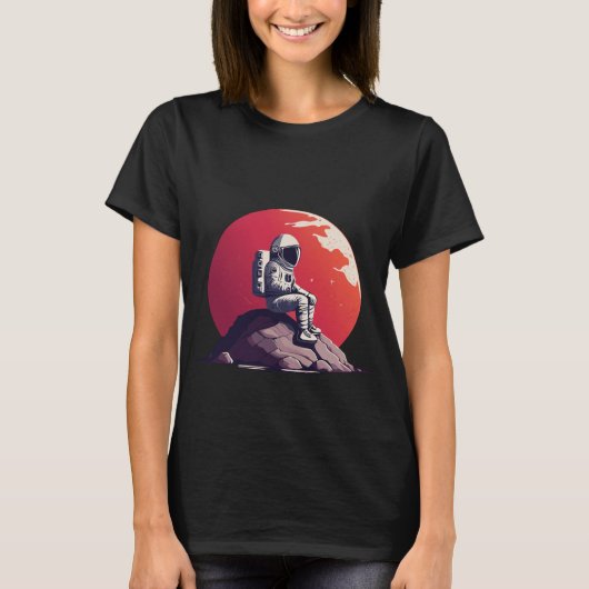 Einsamer Astronaut auf dem Mond-T - Shirt (Vorderseite)