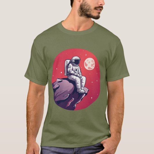 Einsamer Astronaut auf dem Mond-T - Shirt (Vorderseite)