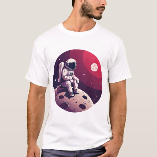 Einsamer Astronaut auf dem Mond-T - Shirt (Vorderseite)