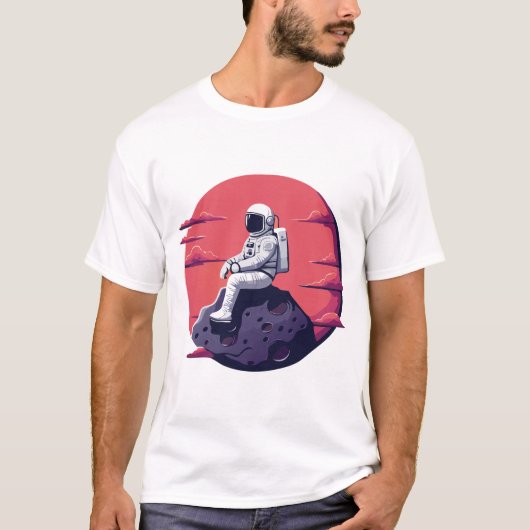 Einsamer Astronaut auf dem Mond-T - Shirt (Vorderseite)