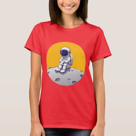Einsamer Astronaut auf dem Mond-T - Shirt (Vorderseite)