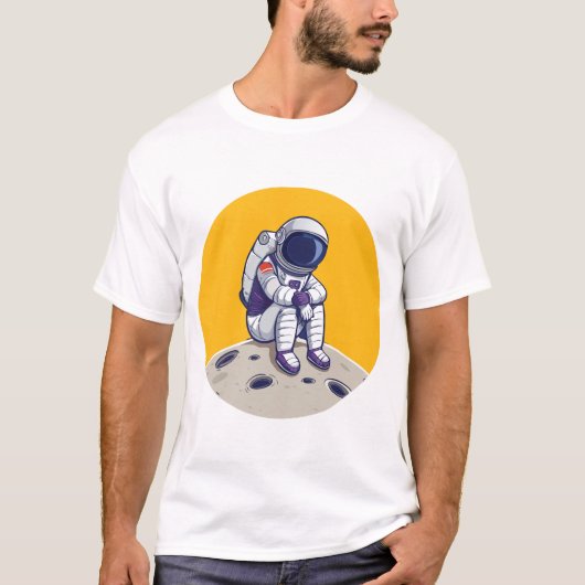 Einsamer Astronaut auf dem Mond-T - Shirt (Vorderseite)