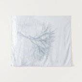 Einsamer Baum bei Schneesturm im Winter Wandteppich (Vorderseite (Horizontal))