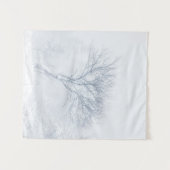 Einsamer Baum bei Schneesturm im Winter Wandteppich (Vorderseite (Horizontal))