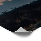 Einsamer Baum bei Sonnenuntergang Poster (Ecke)