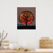 Einsamer Baum bei Sonnenuntergang Poster (Küche)