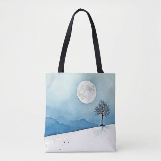 Einsamer Baum: Friedliche Vollmondstille-Kunst Tasche