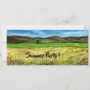 EINSAMER BAUM, GELBES FELD SOMMERPARTY-PROGRAMM EINLADUNG