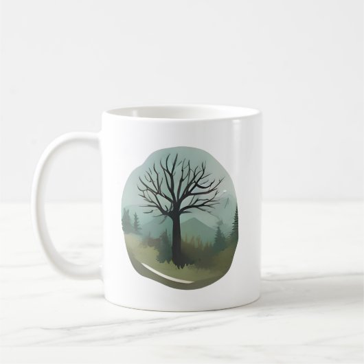 Einsamer Baum im Misty Mountains Kaffeetasse (Links)
