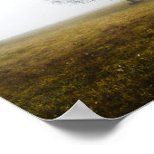 Einsamer Baum in einem nebeligen Herbstmorgen Poster (Ecke)