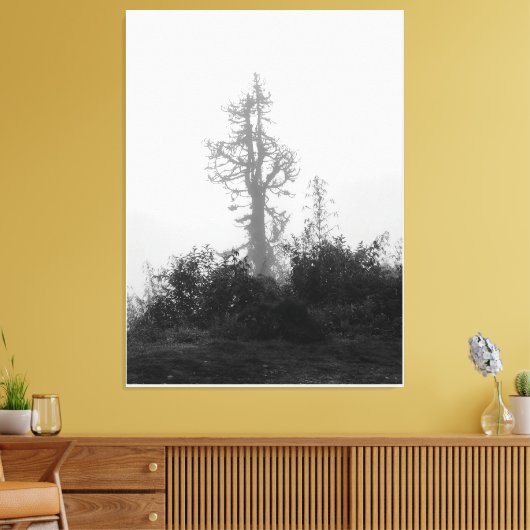 Einsamer Baum in Morgennebel Leinwanddruck (Insitu (Wohnzimmer))