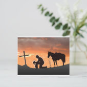 Einsamer Cowboy Postkarte (Stehend Vorderseite)