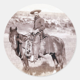 Einsamer Cowboy Runder Aufkleber