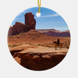 Einsamer Cowboy-Schmuck Keramik Ornament