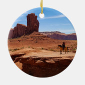 Einsamer Cowboy-Schmuck Keramik Ornament (Hinten)
