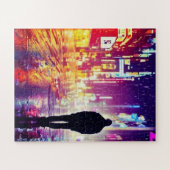 Einsamer Cyberpunk im Regenpuzzle Puzzle (Horizontal)