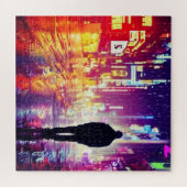 Einsamer Cyberpunk im Regenpuzzle Puzzle (Horizontal)