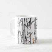 Einsamer Fox in den Birken-Bäumen Kaffeetasse (Vorderseite Links)